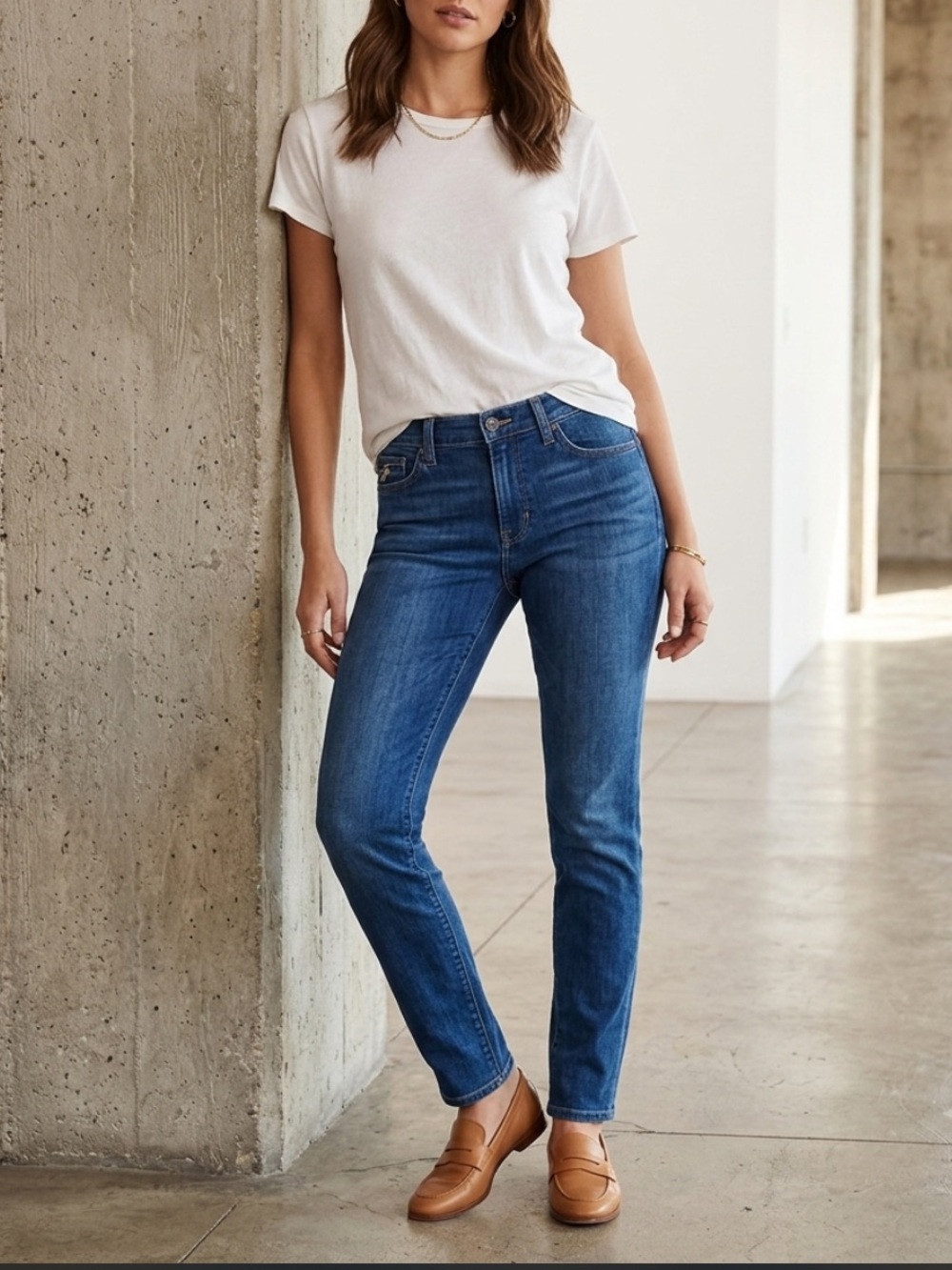 7 For All Mankind Roxanne Jeans Sz 31 Womens Blue Slim Straight Stretch Made USA